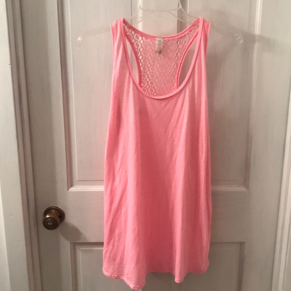 Neon-bubblegum pink, crocheted, racer-back tank!